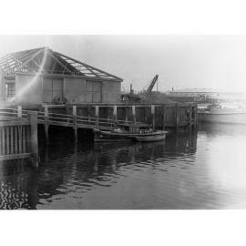Port Adelaide Wharf Showing Building not Fully Constructed and Small Boat in Water
