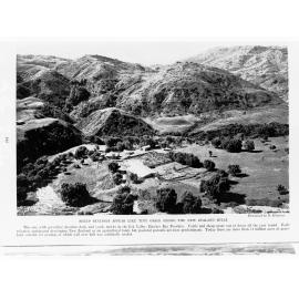 Sheep Stations Appear like Tiny Oases among the New Zealand Hills - photograph by H Bridgman
