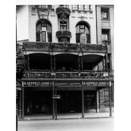 Kithers Building King William street decorated for state centenary (Kithers building houses Seppelts and Sons wine and spirit merchants)