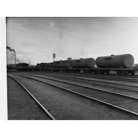 Mile End train showing containers for poisonous substances