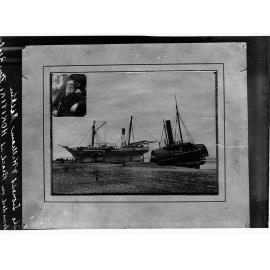 Ship stranded on beach at Hokitiki, New Zealand