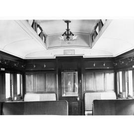 South Australian Railways carriage showing seats and doorway