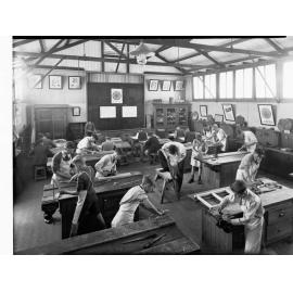 Wood work class at Goodwood Boys Technical School, c1945