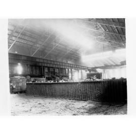 Armstrong and Whitworths works, Newcastle, England - railway locomotive being built