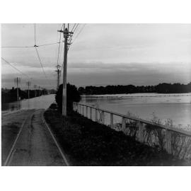 Flooded tram line, Adelaide 1917
