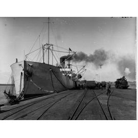 First Ship SS Unden at New Wallaroo Jetty Shipping Wheat