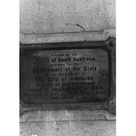 Memorial Plaque on Colonel Light's Tomb
