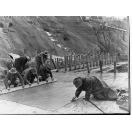 Torrens Floodwater Scheme Showing Men Doing Cementing