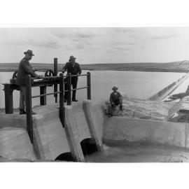 Bundaleer Intake Channel from Freshwater Creek and Reservoir - shows three men