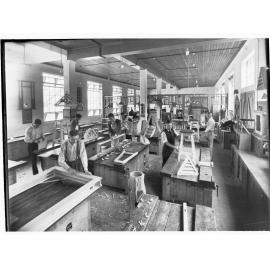 Woodwork room at the Trades School