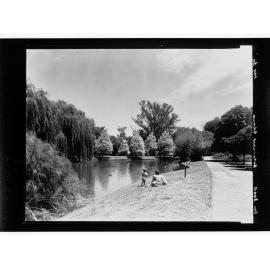 Botanical Gardens - woman and child sitting next to water