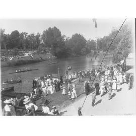 Torrens Lake showing rowboats and onlookers