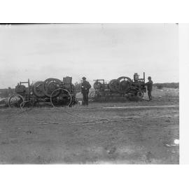 South Eastern Drainage Scheme, South Australia,  two men with Portable Air Compressors