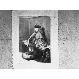Photograph of  frontispiece for school reading book of little girl in church
