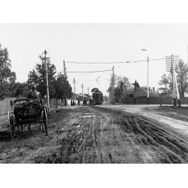 East Parade, Kensington - showing horse and carriage and tram