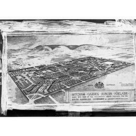 Mitcham Garden Suburb Adelaide (Charles C Reade) - birdseye view of the preliminary design for the South Australian Government