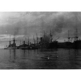 Ship 'Leitrim' and HMS New Zealand berthed at Outer Harbor