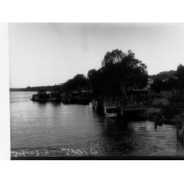 Boats docked on River Murray bank at Mannum