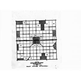 Plan for Agricultural Settlement Area - showing total area, farmbuildings, roads - site unidentified