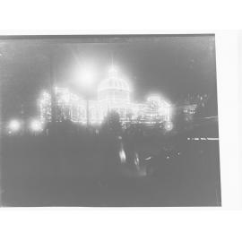 Exhibition buidling on North Terrace illuminated for Prince Edward's visit