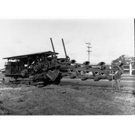 Earthmoving machinery digging ditches at Edwardstown for sewerage