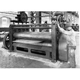 Man Working on Machine at Islington Railway Workshop