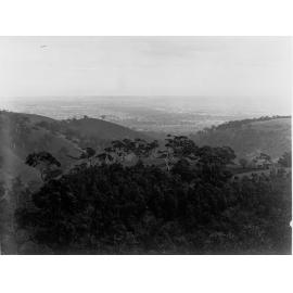 Tourist Bureau photo of  Waterfall Gully, South Australia, showing hills and trees
