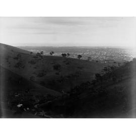 Tourist Bureau photo of Waterfall Gully, South Australia,  showing hills and trees