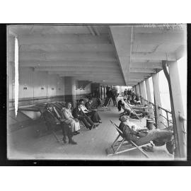 Passengers on deckchairs on steamship SS Commonwealth