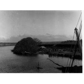 View of River Murray with Hut on river bank