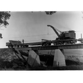 Railway Bridge over Pine Creek showing men working