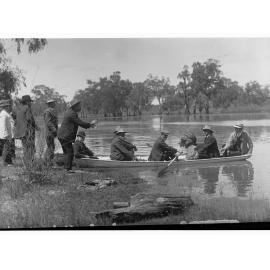 Men in Rowboat at Cobdogla - Parliamentary Tour on River Murray