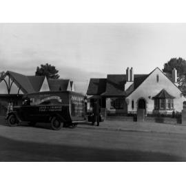 Railway Delivery Service Van Outside a House Man Carrying Suitcases