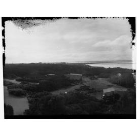 Beachport View Showing Automobiles and Sheds