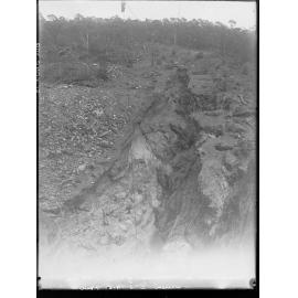 Construction of Warren Reservoir, South Australia excavation for foundation of dam, north side