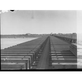 Construction work at Glanville Railway Bridge  (railway bridge across Port River at Glanville/Ethelton), c. 1905.