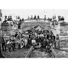 Workers on the first bridge at Murray Bridge