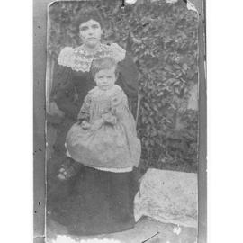 Mrs D M Bates and her baby - copied 1920