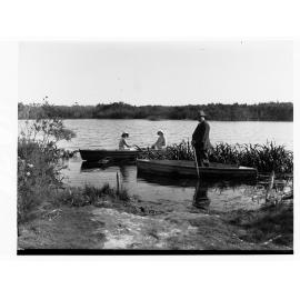 Two rowing boats in Ewen's ponds
