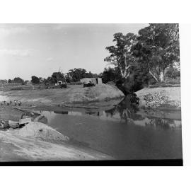 Torrens Flood Water Scheme Showing Automobiles and a Tin Shed