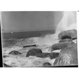 Port Elliot Showing Rocks and Sea Splashing Against Rocks