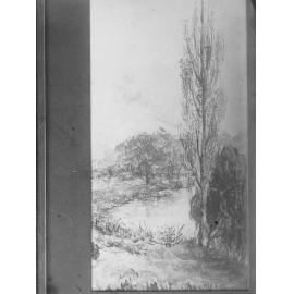 Landscape of lake and trees,  by School of Arts , South Australia student