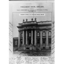 Picture of Parliament House Presented to George Brown Esquire on His 100th Birthday.
