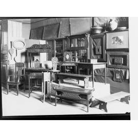 Adelaide School of Arts, Annual Exhibition 1911 - Woodcarving exhibit (tables, chairs, picture frames)