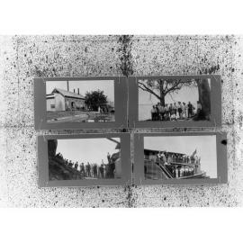 Top Left - Loveday Pumping Station - TopRight - Gruop of Kingston Village Settlers at Lake Bonney - Bottom Right - Paddlesteamer - Bottom Left - Men on River Bank