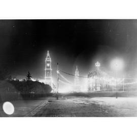 King William Street, from Victoria Square, illuminated at night - for Duke of York's visit