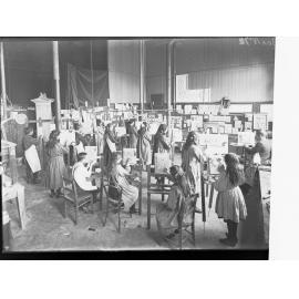 Adelaide School of Arts, Annual Exhibition 1911 - class of students clay modelling
