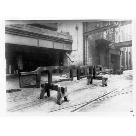 Armstrong and Whitworths works, Newcastle, England - railway locomotive being built