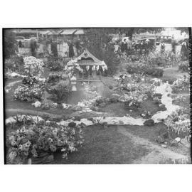 Flower Display showing miniature Japanese Garden, Flower Day
