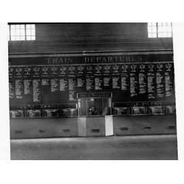 Adelaide Railway Station showing train departures and arrivals board